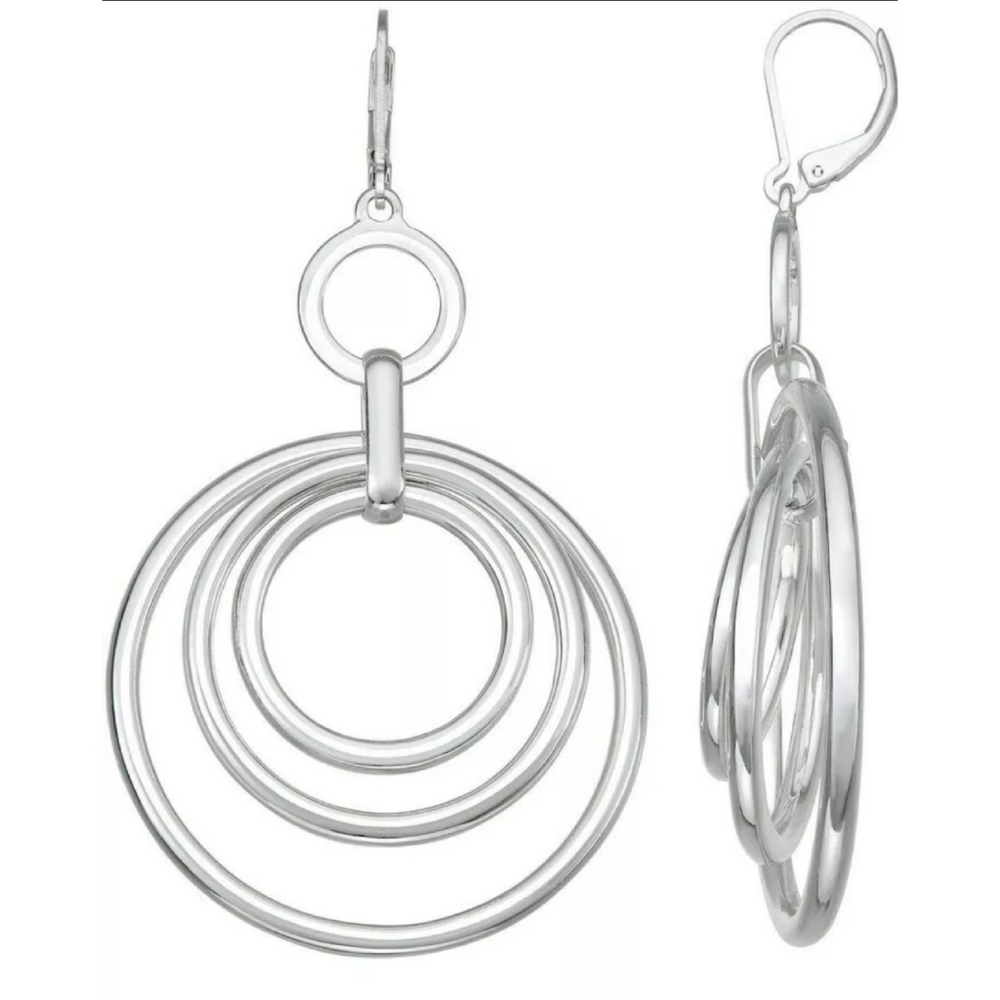 NEW Dana Buchman Silver Tone Doorknocker Earrings